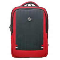 KaiTak Pinstripe Polyester Slimline Backpack with 3 Zips & Charging Port